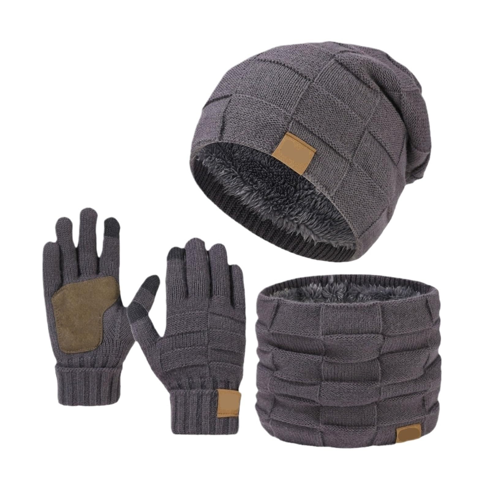 Generico Cappello guanto in pelle for stare al caldo in autunno e inverno