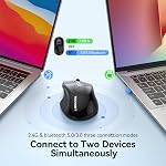 TECKNET Bluetooth Mouse Jiggler, Rechargeable Wireless Mouse (BT5.0/3.0 & 2.4G) 4800 DPI Optical Tracking, 6 Adjustable DPI, Quiet Clicks, 6 Buttons USB A Mouse Wide Compatibility - Black