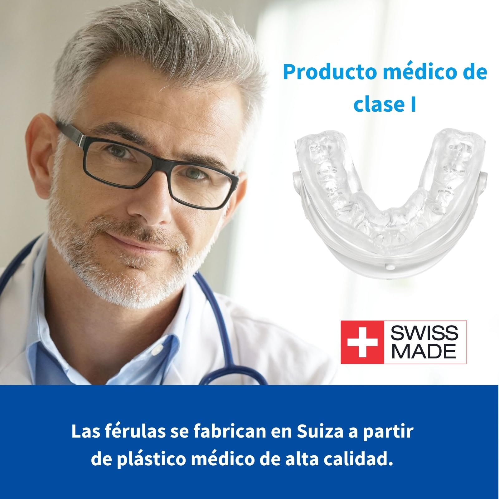SomnoFit -B Férula para ronquidos para mandíbula grande, muy cómodo de llevar, del fabricante suizo premium