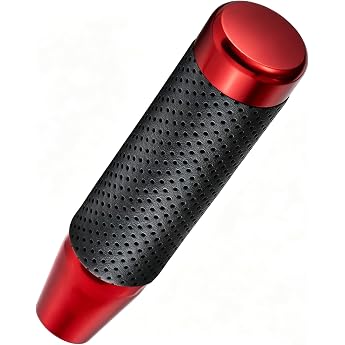 Lunsom 130mm Shift Knob Aluminum Alloy Car Shift Lever Shift Knob PU Leather for Auto and Manual Car Red