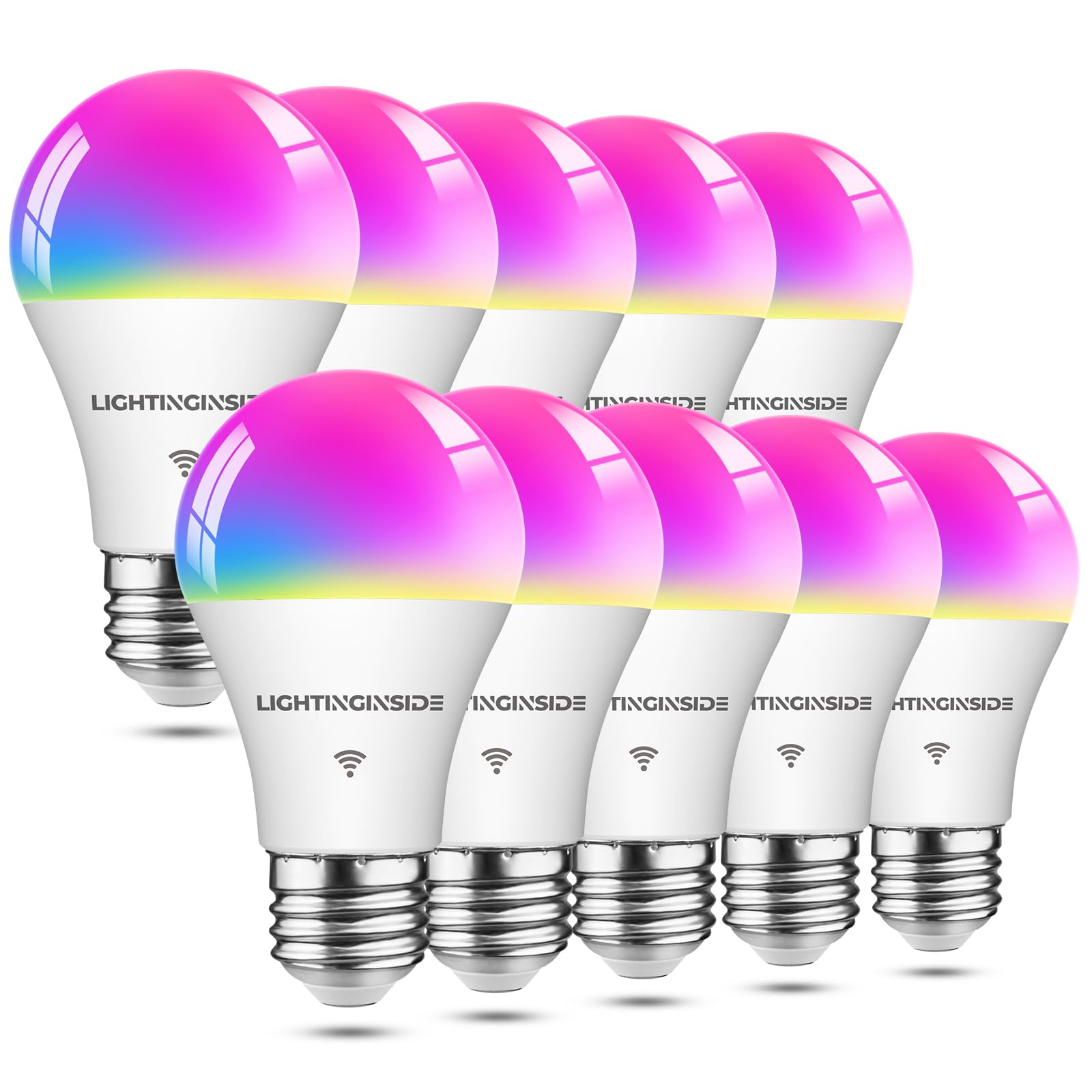 Smart-Glühbirnen, 10 Stück, Smart-Glühbirne, kompatibel mit Alexa/Google Home/Smart Life, CRI > 90, RGBCW Farbwechsel-LED-Glühbirnen, 2,4 G WiFi, Bluetooth A19 E26 Glühbirne, kein Hub erforderlich