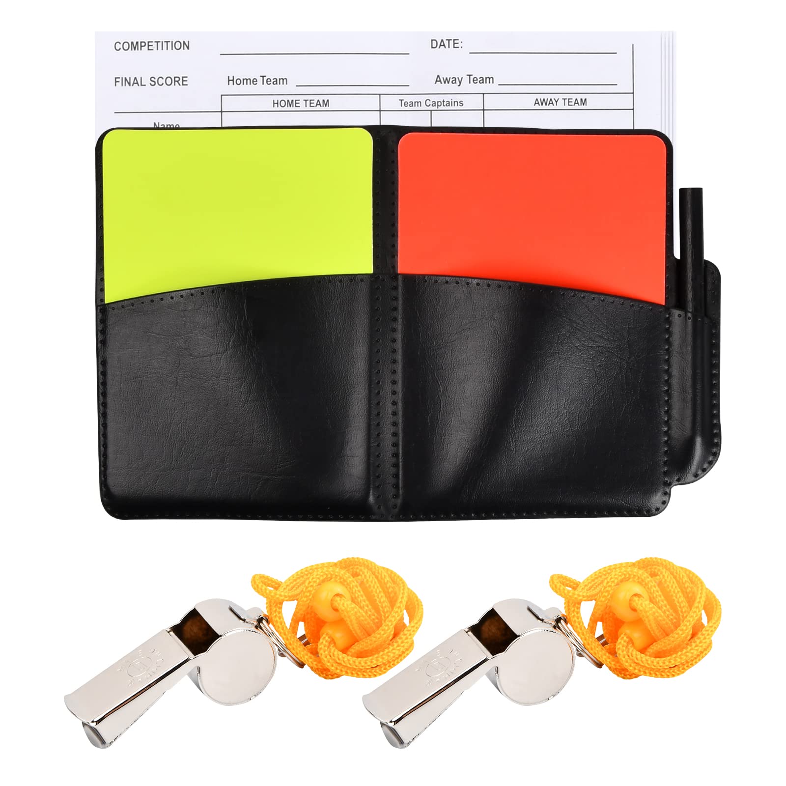 Kit Arbitre Football Complet - Sifflet, Cartons Rouge/Jaune, Brassards, Carnet | Pour Matchs, Entraînements