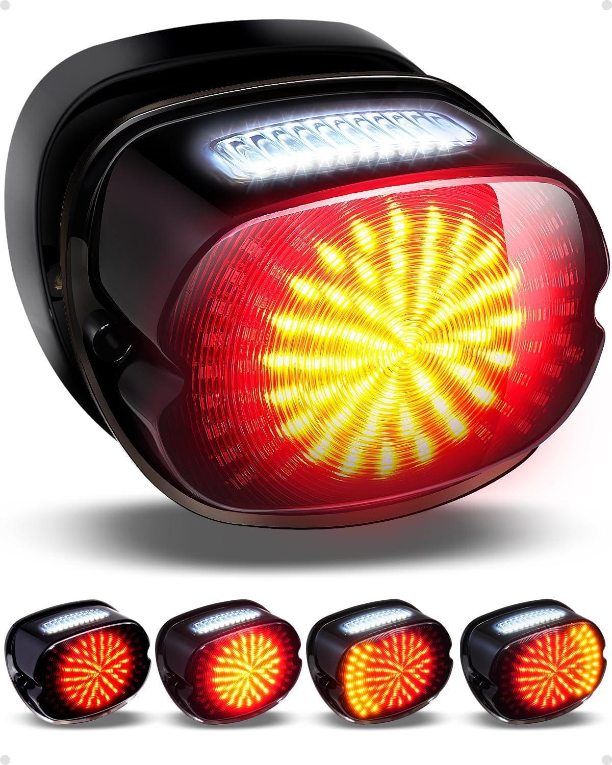 PBYMT LED Tail Rear Light, Brake License Plate Lights Turn Signal with Bracket Fit for Harley Davidson Touring Road Glide Street Glide Electra Glide Road King Heritage Dyna Sportster (Black)