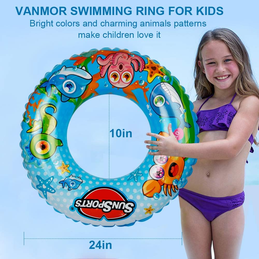 Vanmor Swim Rings Whirl Tube Colorful Pool Float Kids Cartoon Painting Inner Tubes Inflatable Donut Raft Foam Innertube Swimming Toy Set for Kids Gift Summer Beach Pool Party Decorations (3 Pack) : Toys & Games