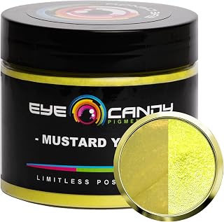 Eye Candy Pigments Premium Yellow Mica Powder - Mustard Yellow (50gr) - for Epoxy, Resin, Soap, Paint, Woodworking, Acrylic Pouring, Bath Bombs, Fishing Lures - DIY Arts and Crafts Additive