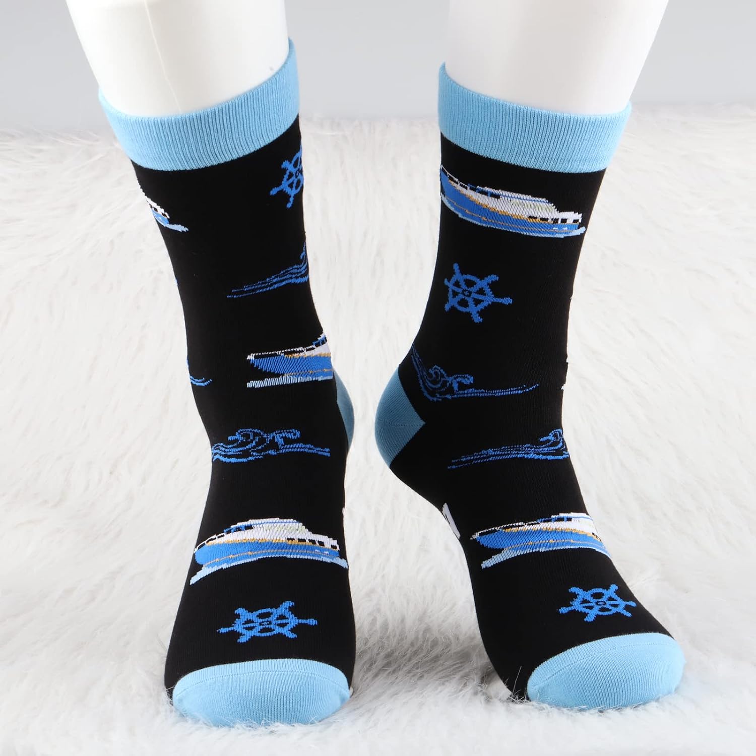 MBMSO 2 Pairs I'd Rather be Boating Socks Captain Boat Socks Boater Gifts Nautical Gifts for Boaters Boat Lover Boat Owner