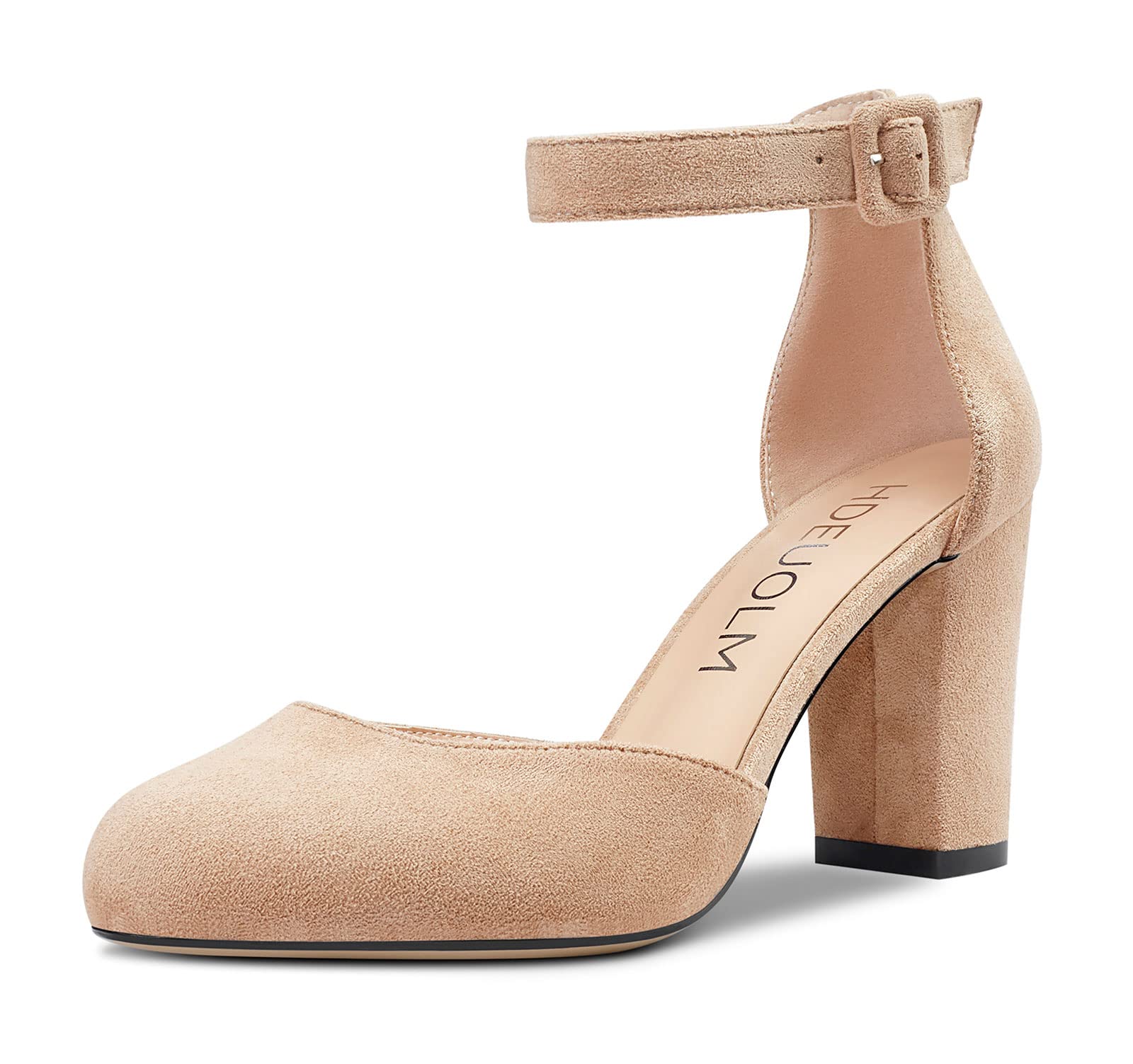 Sandalias de Tacón Medio para Mujer con Correa en Tobillo Talla Grande 8CM