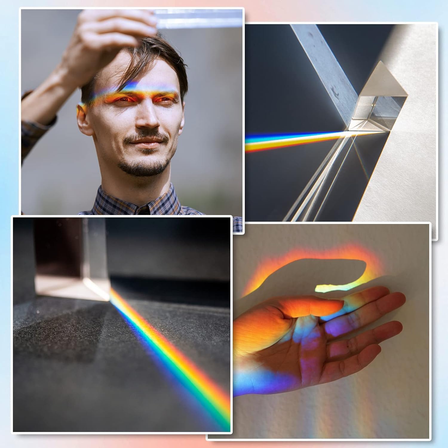 Prisma Triangolare in Cristallo K9, Prisma Ottico per Esperimenti Prisma Fotografia da 15cm con Panno per Occhiali e Confezione Regalo per Studenti, Insegnanti, Blogger di Fotografia…