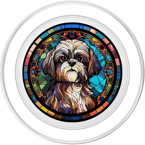 Miniatura 8 de Shih Tzu Dog Stained Glass Leadlight Diseño Artístico PopSockets Estándar PopGrip