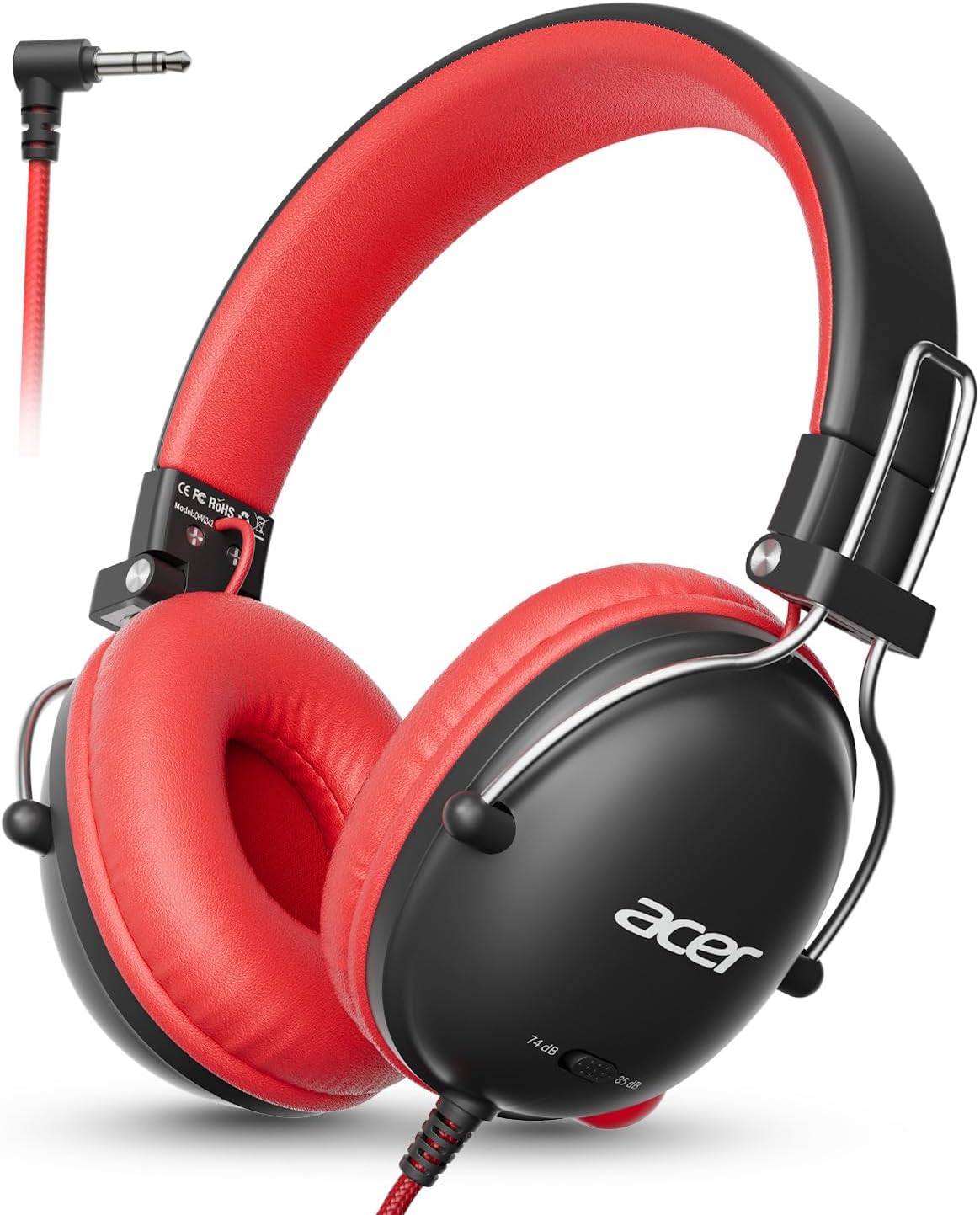 Acer Kids Headphones for School, 74/85dB Safe Volume, Kids Headphones with Cord, 3.5mm Jack, Stereo Sound Wired On-Ear Headphones for Airplane Travel, Boys, Girls, Chromebook, Kids Tablet, Blue