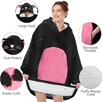 Oversized Wearable Blanket Fluffy Hoodie Women Men Cosy Gifts