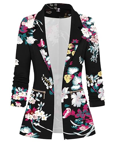 Women's Long Sleeve Blazer Open Front Cardigan Jacket Work Office