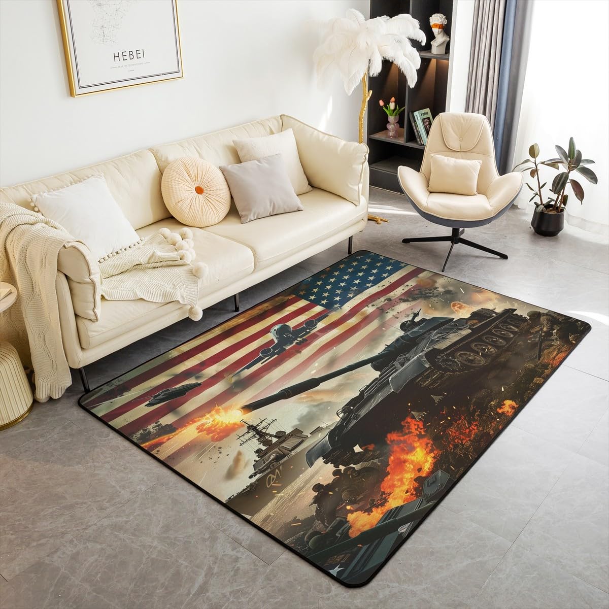 Amazon.com: American Flag Area Rug 5x7 Tank Gun Rug for Teen Boys