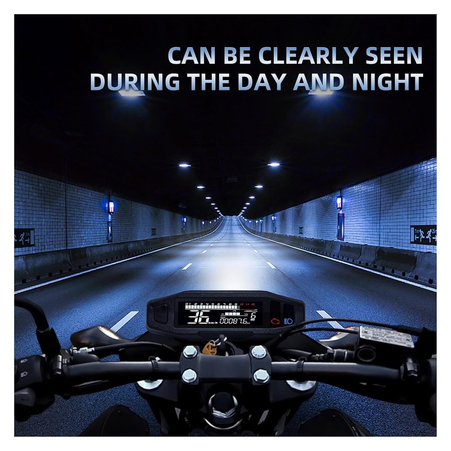 Motorcycle Speedometer Tachometer Speedometer Motorcycle Universal Digital Dashboard Km/h MPH Odometer Meter Gauge Sensor with Y/Z/W Bracket