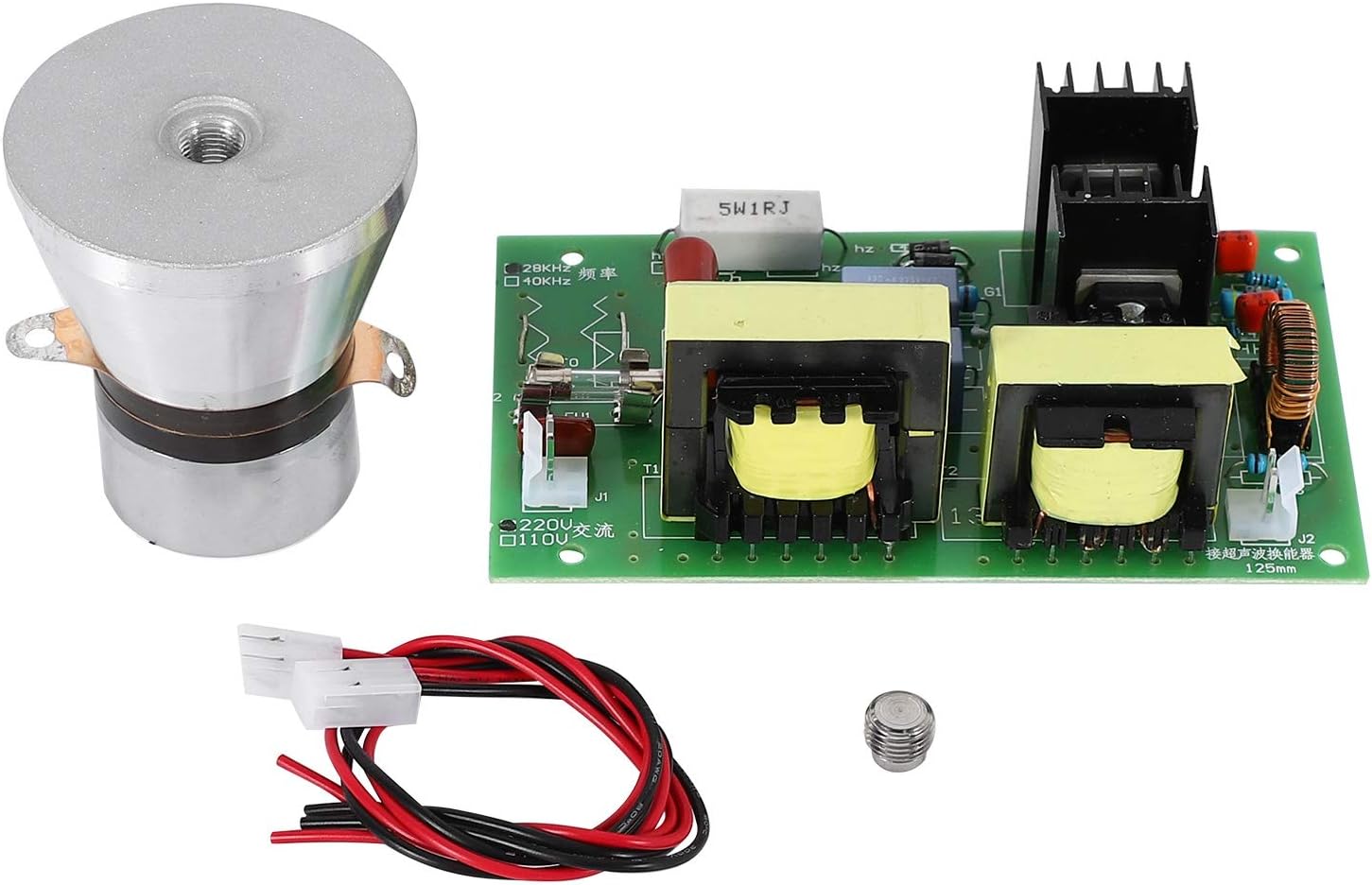 100w 28khz Ultrasonic Cleaning Transducer High Performance + Driver Board 220vac Ultrasonic Parts Green & Silver