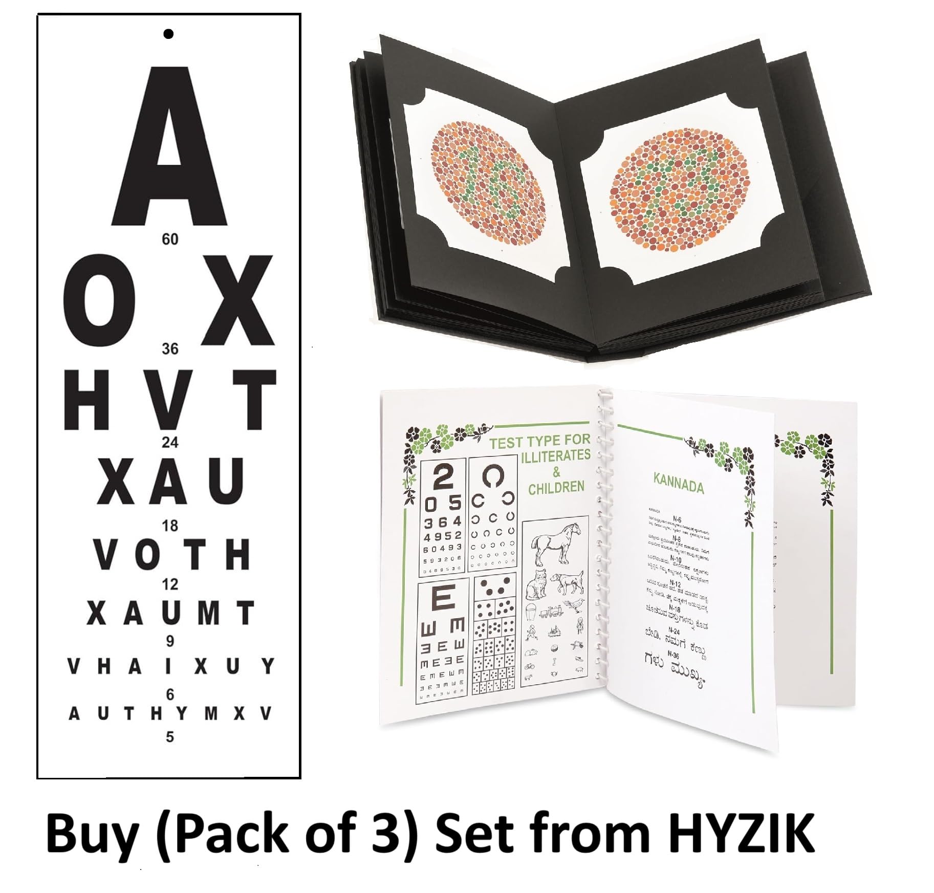 HYZIK Ishihara Eye test chart book & Snellen vision chart A (Combo) ( Eye test book for color deficiency & blindness with 38 plates (MULTICOLOR) COMBO.. - Image 8 thumbnail