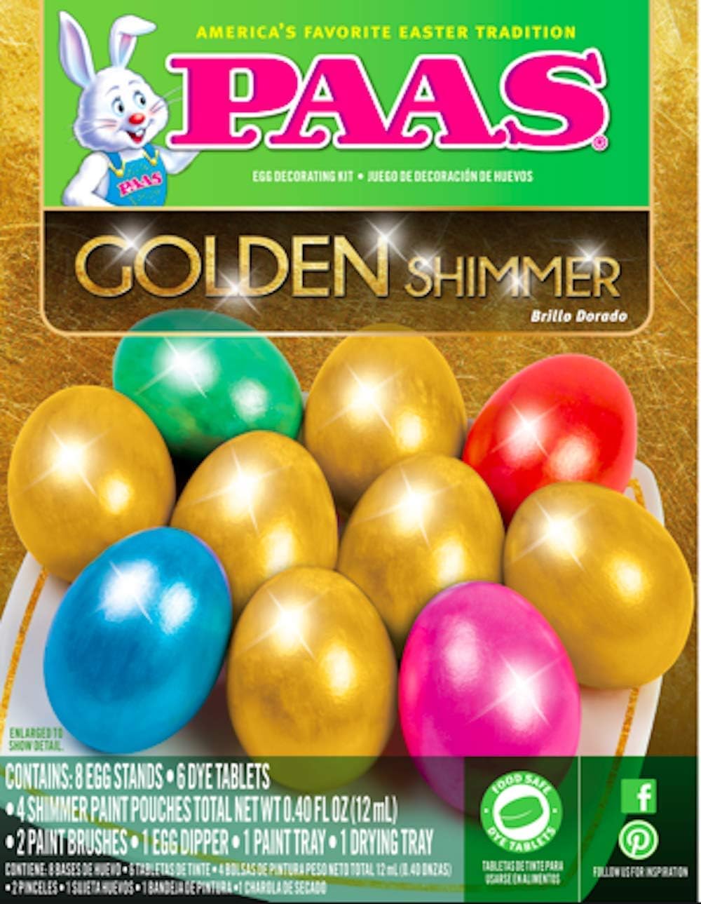 PAAS Golden Glimmer Shimmer Egg Decorating Craft Kit for Kids