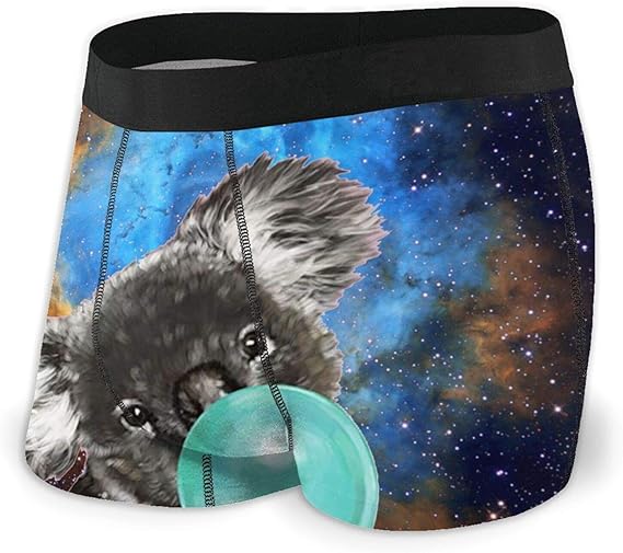 DPQZ Mens Boxer Briefs Playful Koala Bear with Bubble Gum Underwear