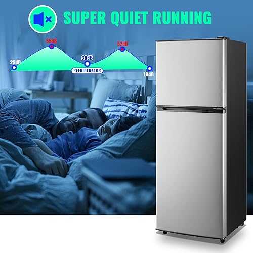 Miniatura 8 de Mini refrigerador pequeño de 5.0 pies cúbicos con soporte para bebidas, refrigerador de doble puerta, estantes de vidrio ajustables para el hogar,