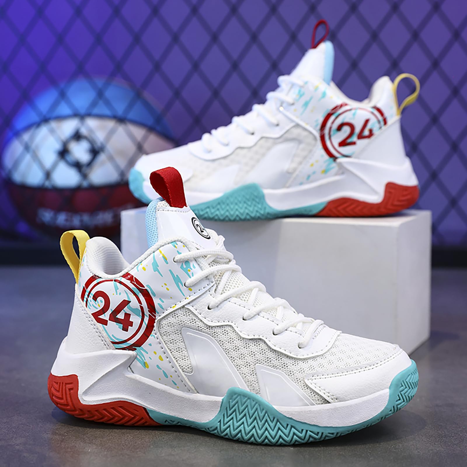 Basketballschuhe für Jungen Mädchen High Top Sneaker Outdoor Leicht Sportschuhe Kinder Basketballschuhe 30-40EU