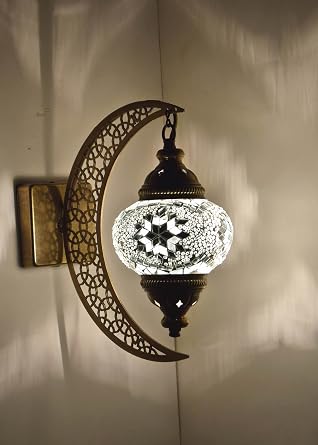 Mozaik Aplik Hilal Dekoratif Duvar Lambas  Otantik Aplik Ay Osmanl  Sel uklu T rk Lamba Model16