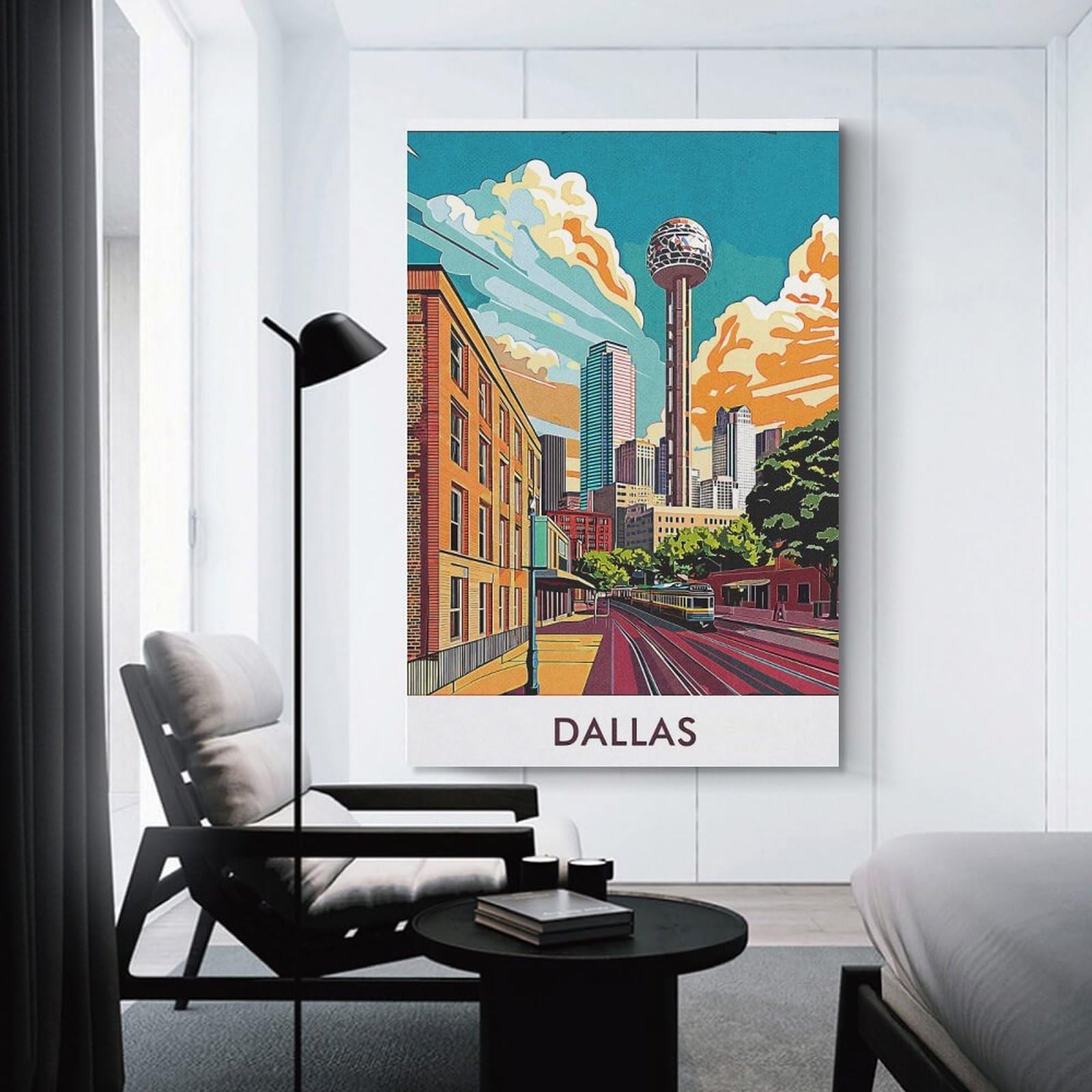 Junmoney Dallas Skyline Art Print Wall Picture Print, 24x36inch(60x90cm), for New Home Styling, Lounge Or Bedroom, Home Artwork for Modern Interiors