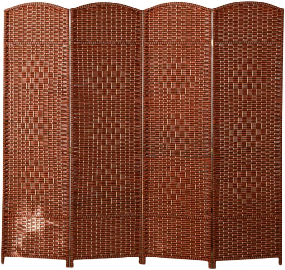 Handmade Wicker 4 Panel Room Divider Screen Freestanding Paravent Partition Wall for Living Room Bedroom and Office Privacy Furniture (Brown 180cm)