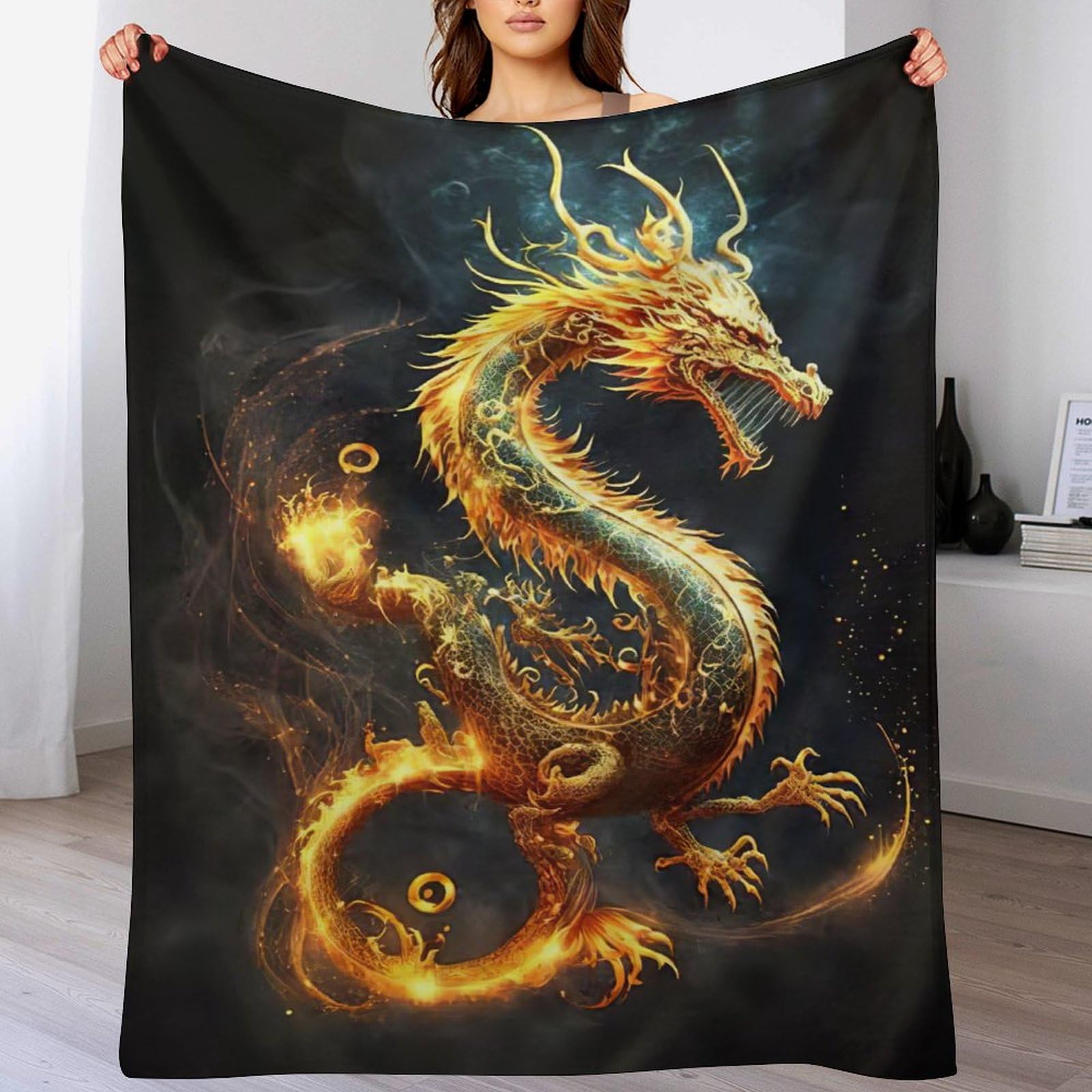 Manta de dragón en forro polar de franela suave para cama y sofá 140x180 cm