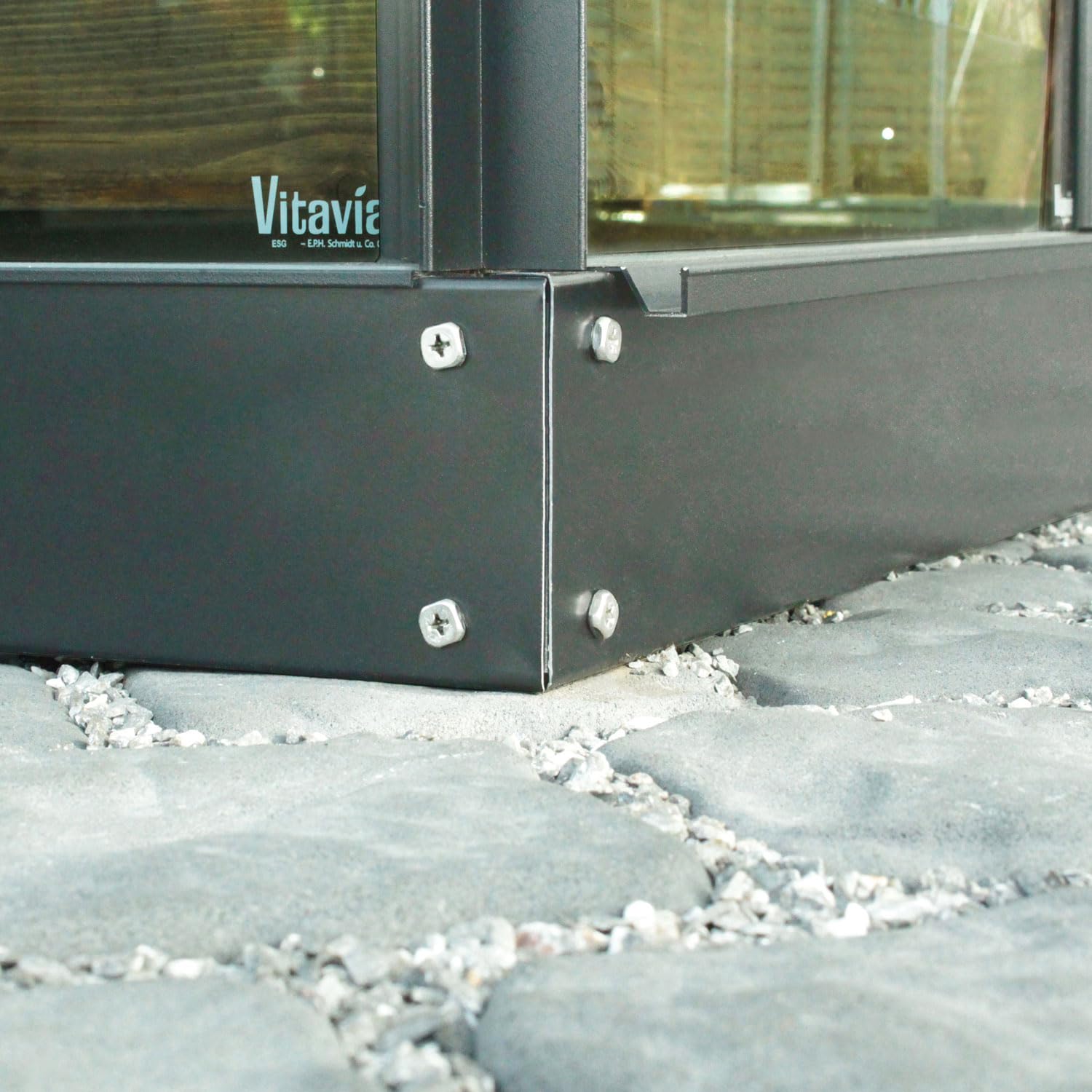 Vitavia Gewächshaus Triton 6200" inkl. Stahlfundament, schwarz, 6,2 m², 3 mm ESG | Wetterfestes & stabiles Treibhaus | Perfekt für Gemüse & Pflanzen | Robust & langlebig