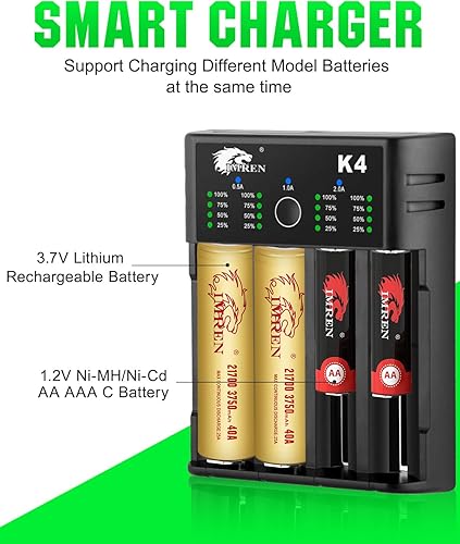 Miniatura 5 de Cargador de batería IMREN 18650, cargador de 21700 para baterías de iones de litio de 3.7V 14500 10400 18500 18350 18650 18700 20700 21700 22650