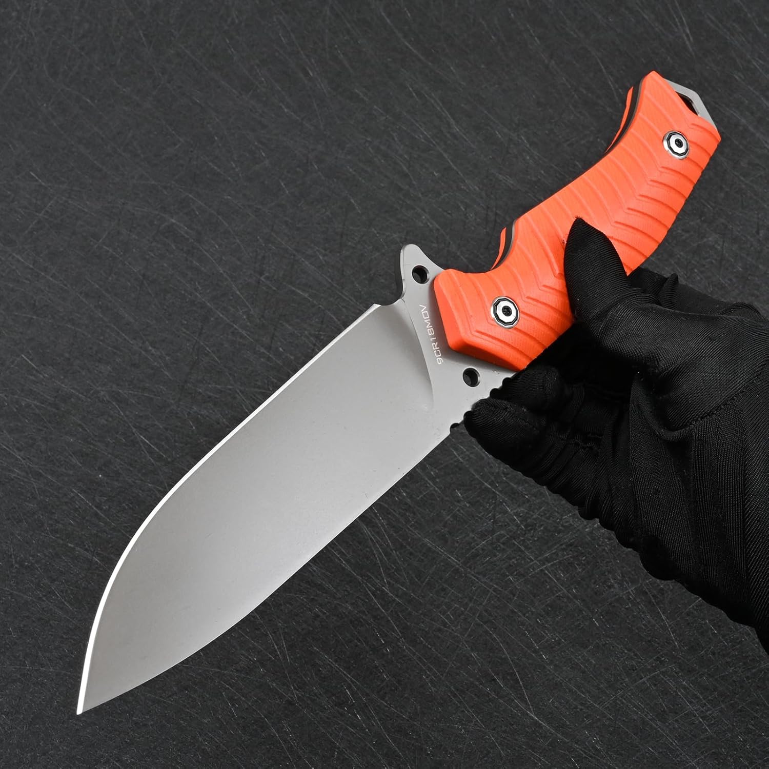 Knives 9cr18mov Steel Fixed Blade Tactical Knife with kydex sheath G10 Handle for Men EDC Outdoor Camping Survival Hunting (Orange handle)