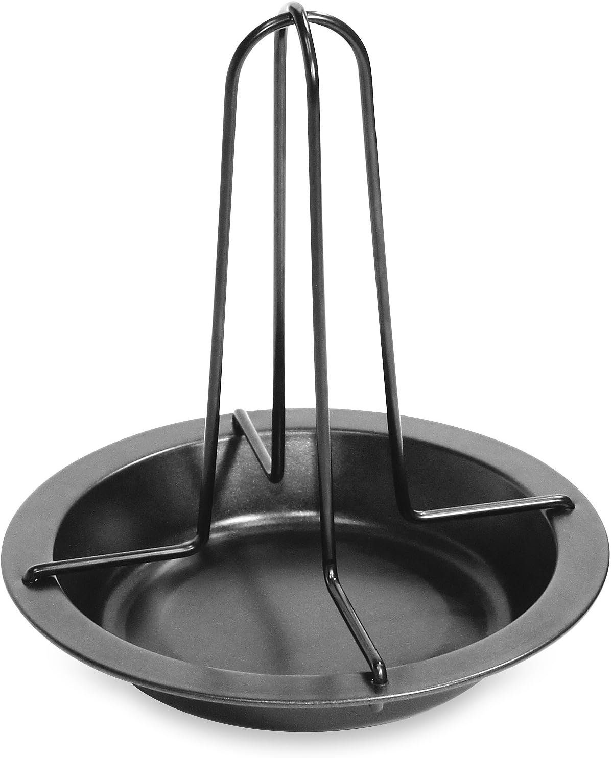 Fackelmann Chicken Roaster, with Bowl, Vertical Holder with Drip Pan, For Oven, Upright Poultry Roaster, 4x18x22cm, Black