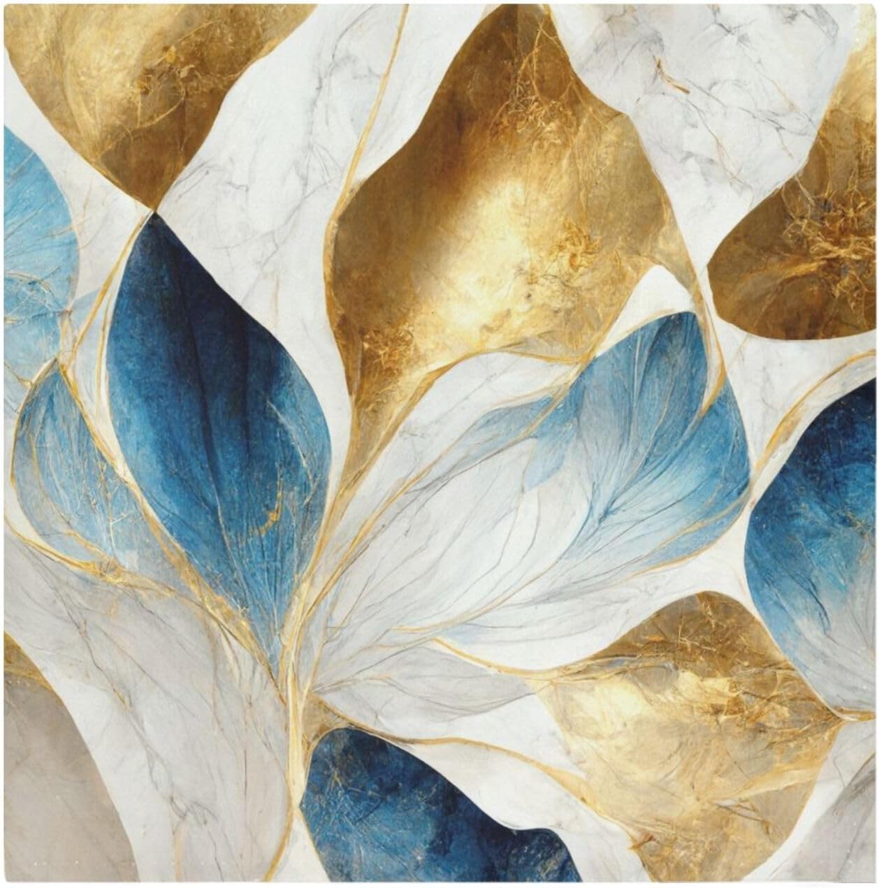 Abstract Luxury Blue Gold Marble Cloth Napkins 20 X 20 Inch, Table Dinner Washable Napkins Set Polyester for Party Dinner Decoration,Set of 6