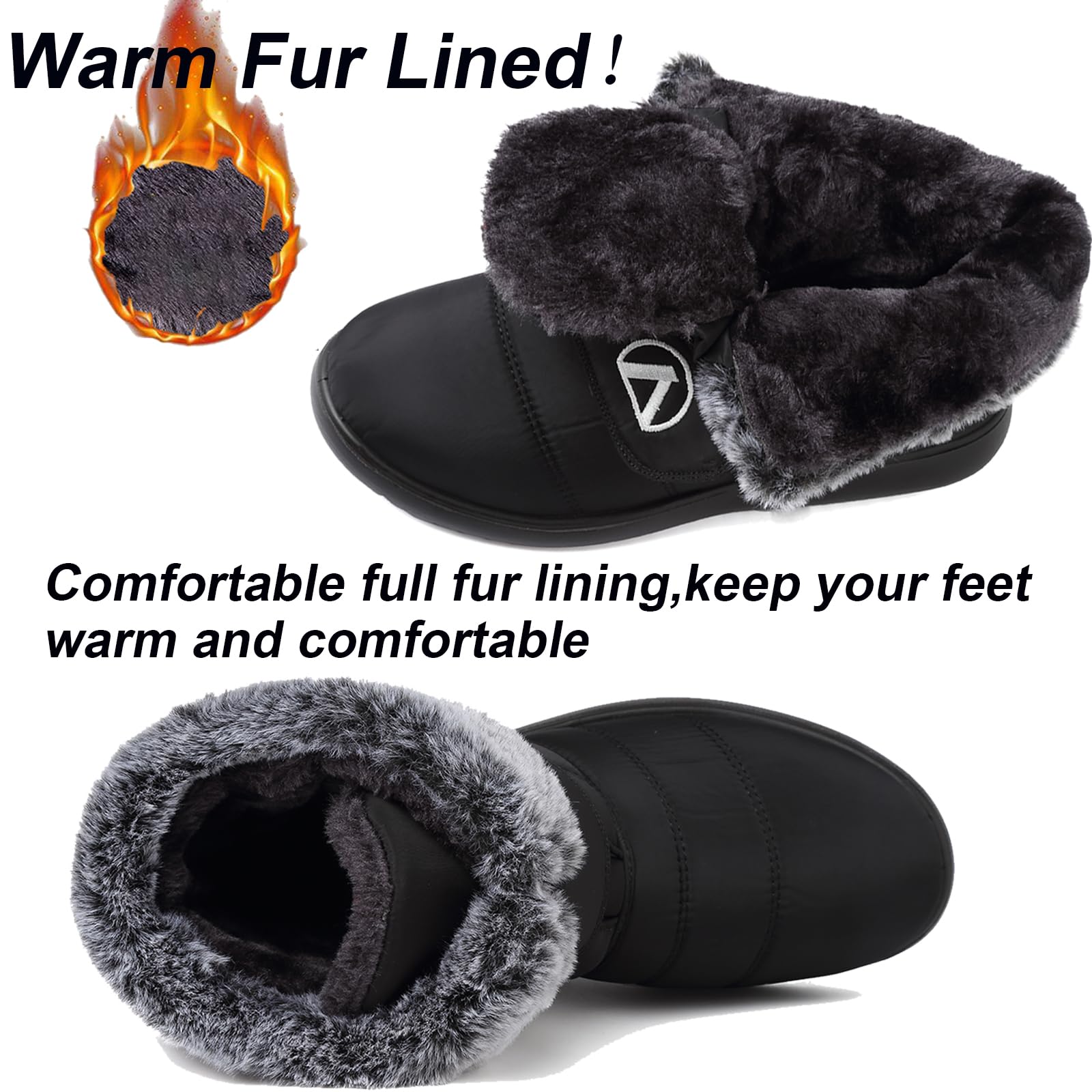 Lvptsh Stivali da Neve Donna Scarpe Invernali Foderata Pelliccia Caldo Stivaletti Piatto Impermeabili Stivaletti Outdoor Antiscivolo