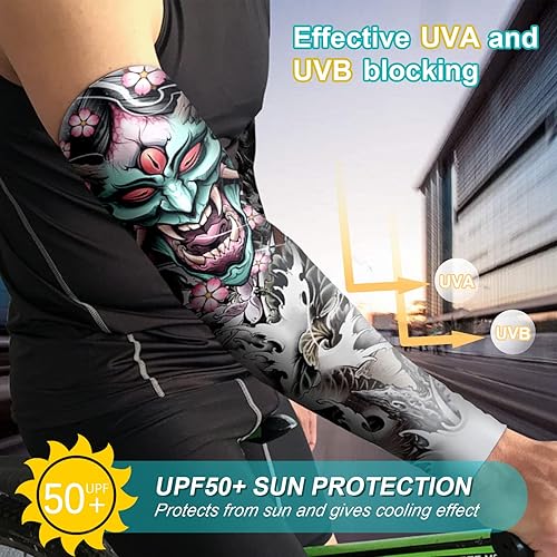 Miniatura 3 de Aresvns Halloween Makeup Tattoo sleeves, Premium Cooling Arm Sleeves for Men and Women UV Sun Protection Arm Sleeves