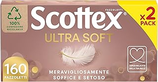 Scottex Ultra Soft Fazzoletti Carta 160 Pz, 2 Box Riciclabile