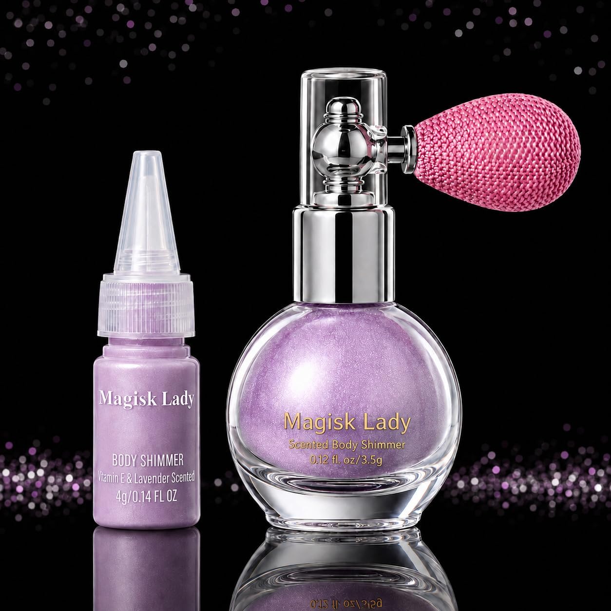 Pink Purple Shimmer Body Powder, Glitter Hair Spray, Body Glitter Spray for Hair and Body, Spray Glitter for Hair, Face Glitter Highlighter, Body Shimmer Spray for Skin, Body Glow Makeup