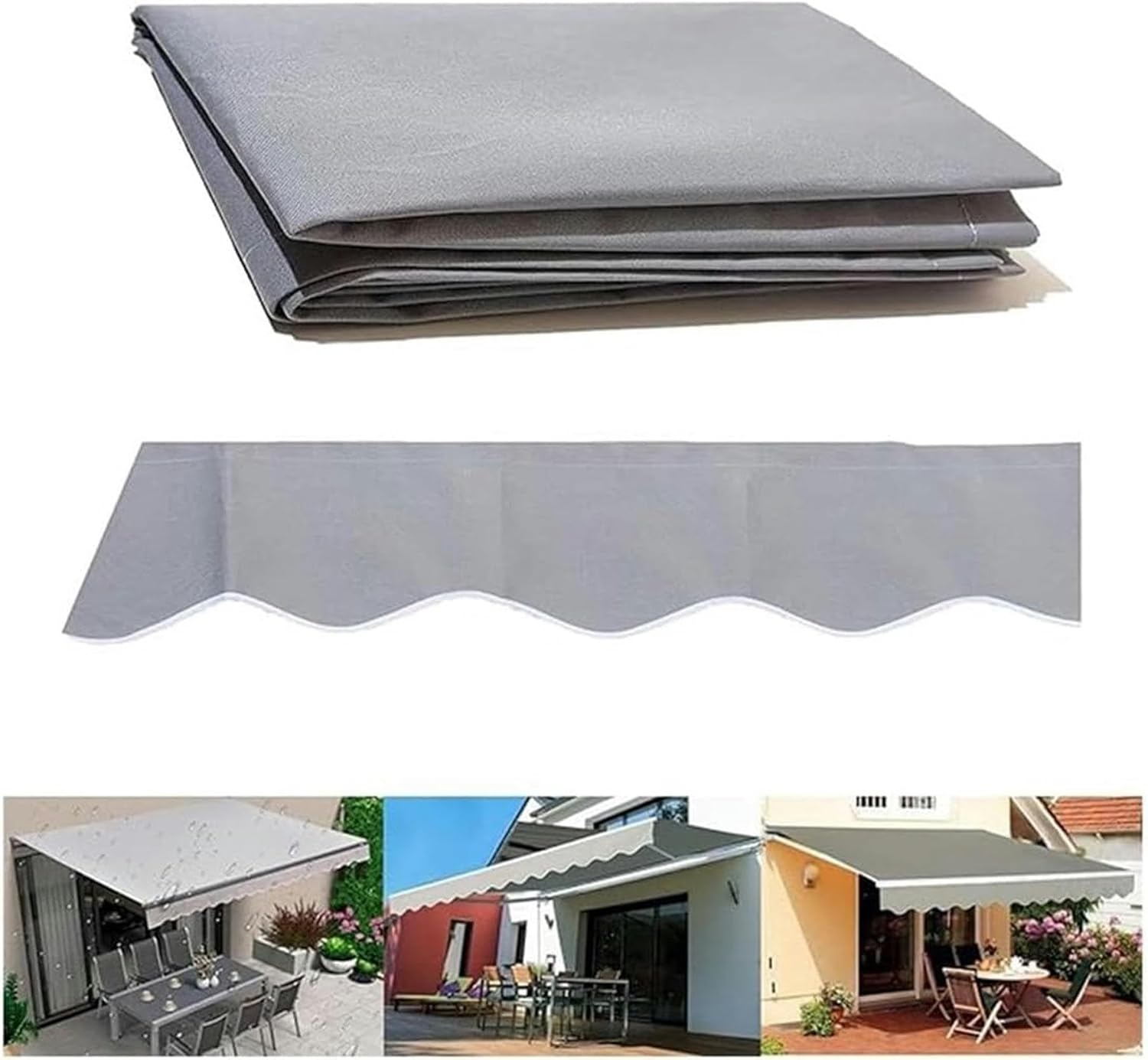 AMNOOL Retractable Patio Awning Replacement Fabric 280g Polyester Canopy Canvas Waterproof Shade Cover Outdoor Sun Shade Shelter for Yard, Deck, Balcony, Porch, Window, Door (Size : 22.9x11.5ft)-1