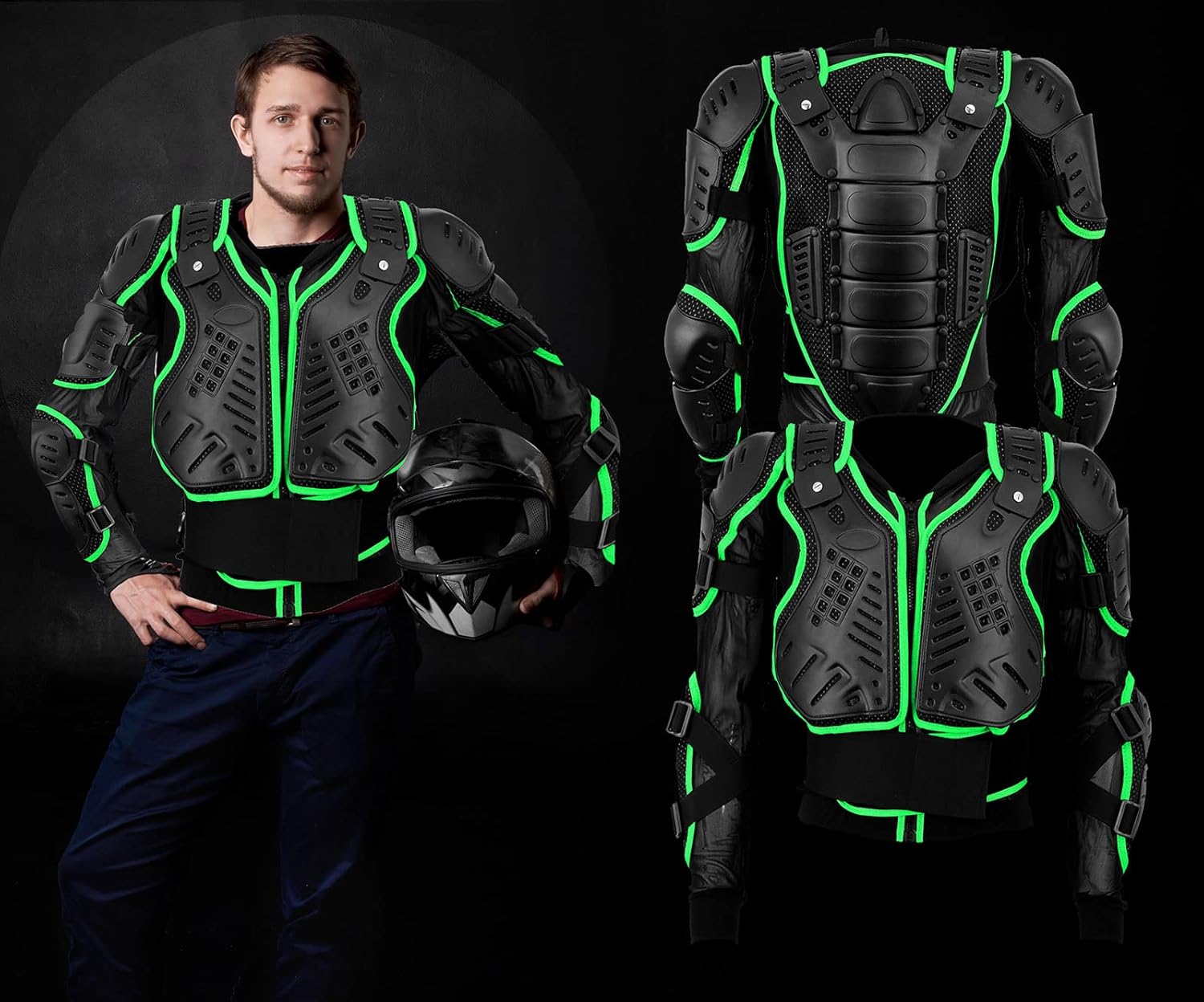 Mens Motorcycle Full Body Armor Jacket Chest Protection Motocross Protector Jacket Motorbike Protective Clothing