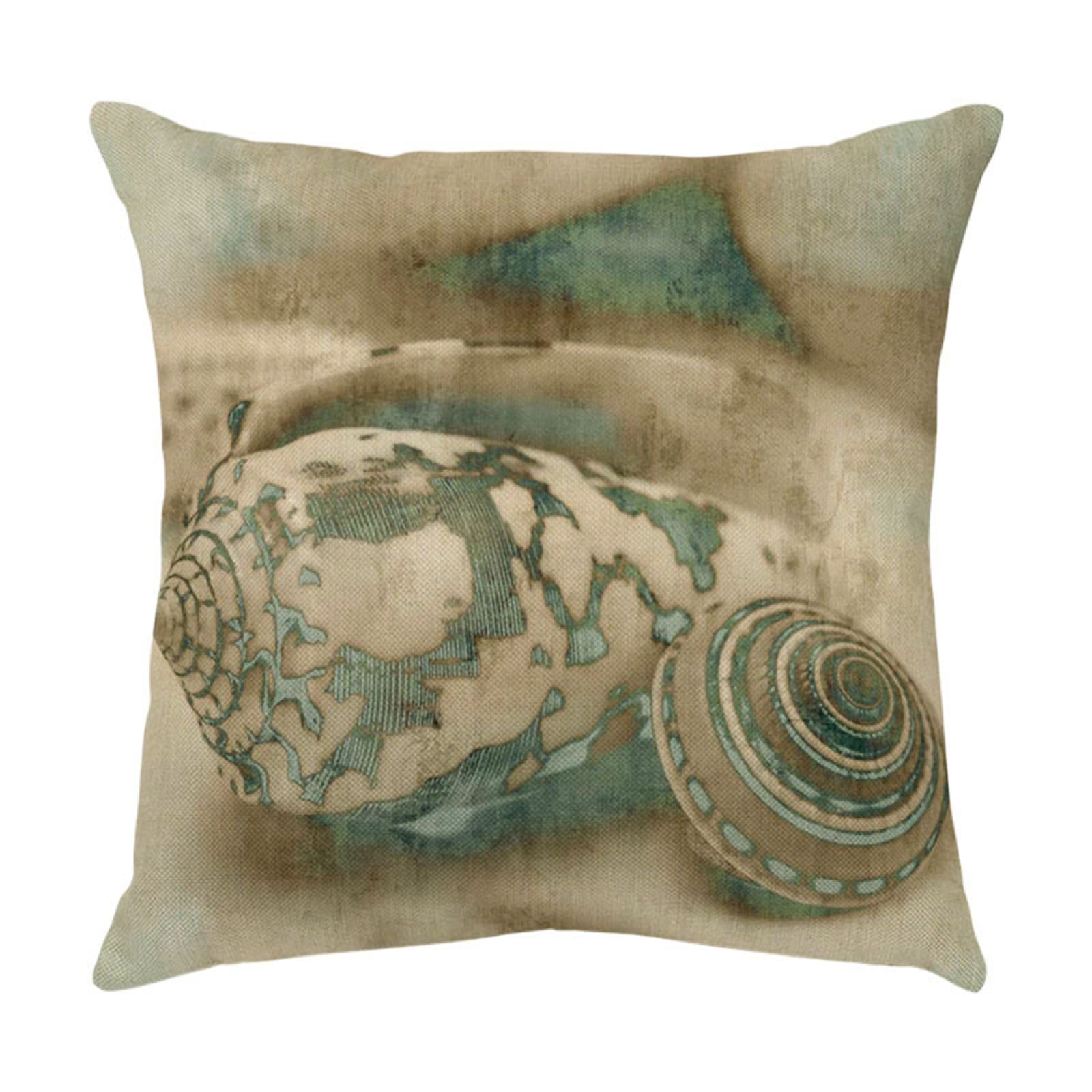 4 Piezas Funda de Almohada Concha De Océano Azul Fundas de Cojín Terciopelo Sencillo y Decorativo para Sofá Camas Dormitorio Coche Lino Cojines Throw Pillow Covers 60x60cm/24x24 Inch