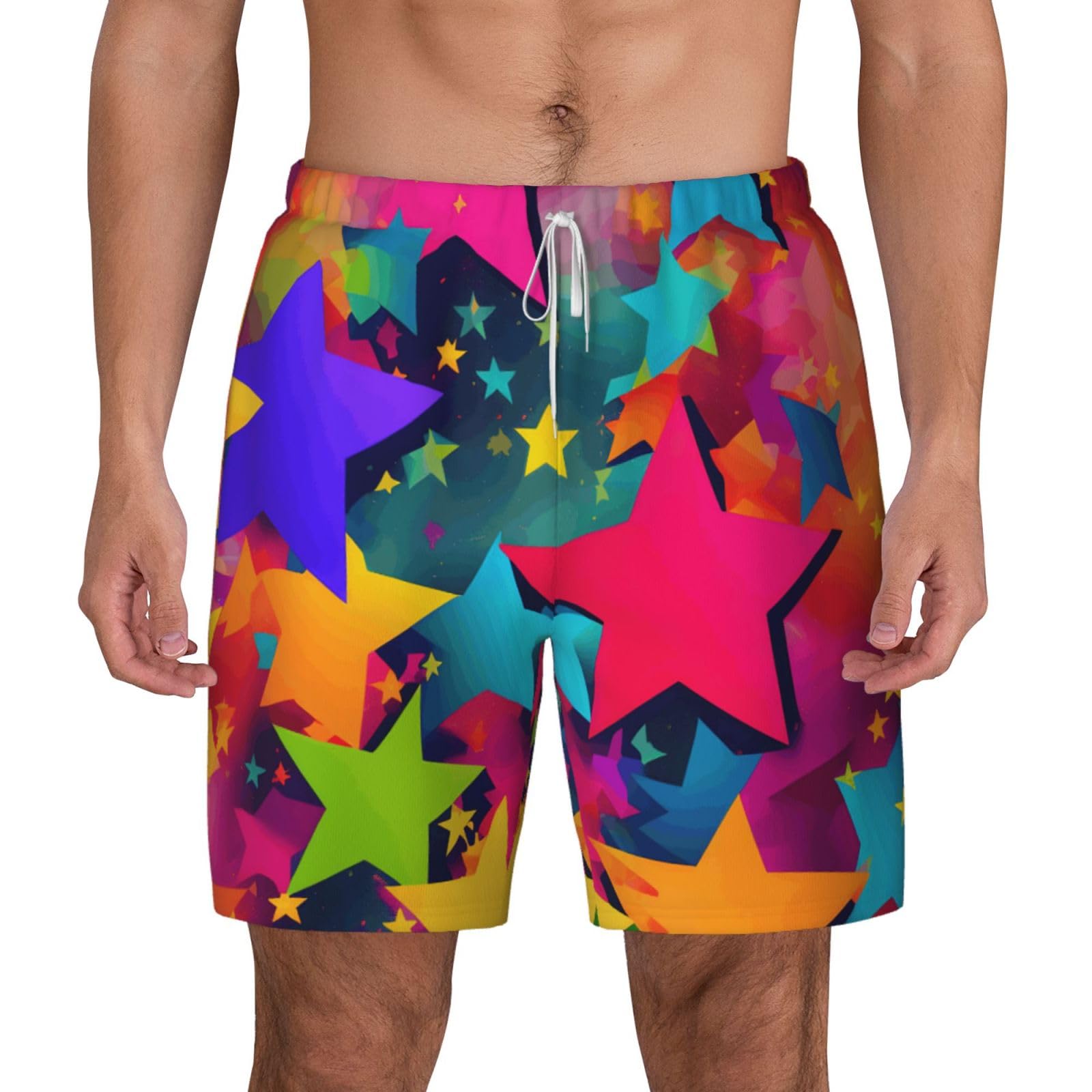 Traje de baño para hombre de secado rápido con estrellas arcoíris 8