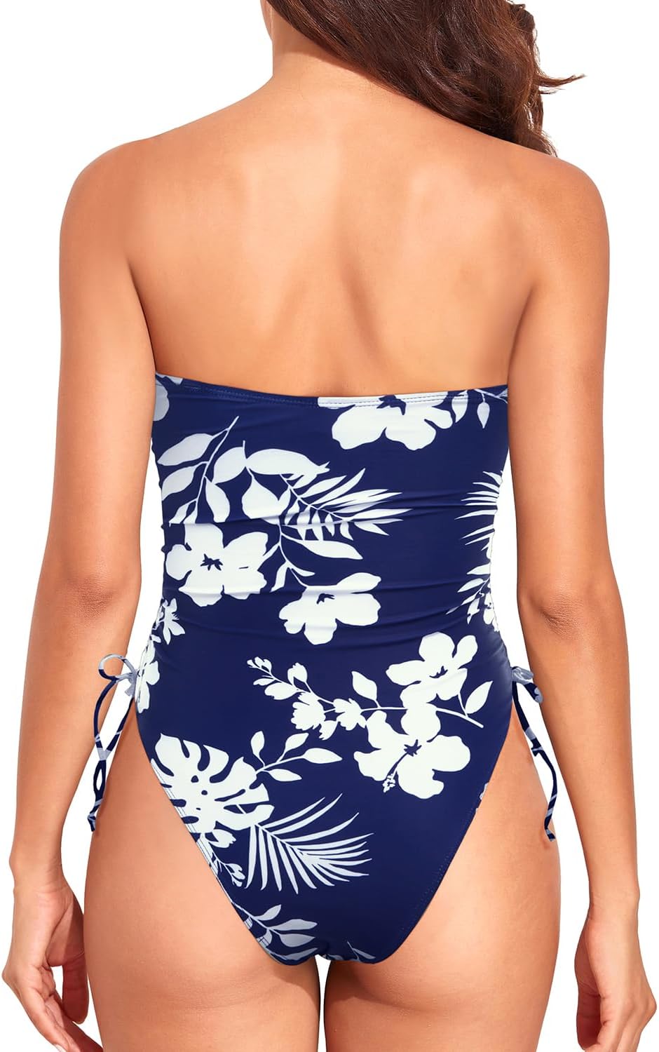 Yonique Women Strapless One Piece Swimsuit Tummy Control Bandeau Bathing Suit Cheeky Swimwear