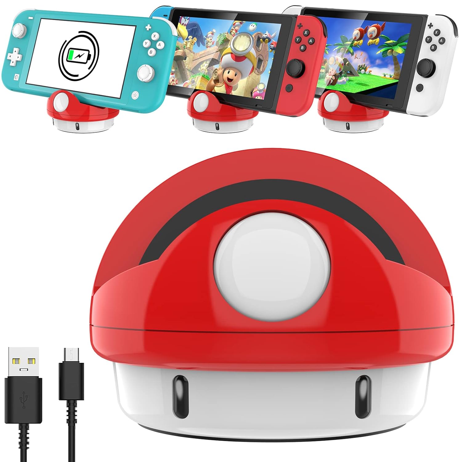 HEIYING Switch Docking Station for Nintendo Switch/Lite/OLED, Portable Carrying Charging Dock Witch Type C Port to Charge Console (Agaric) Thumbnail