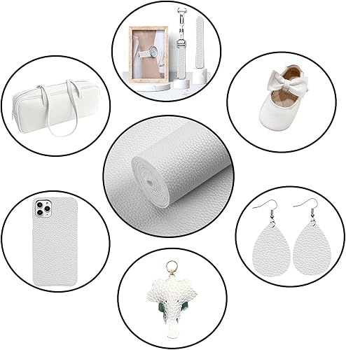 Vista 13 de Picheng Hojas de piel sintética de color liso, tela de cuero con textura de lichi, perfecta para manualidades, proyectos hechos a mano, lazos