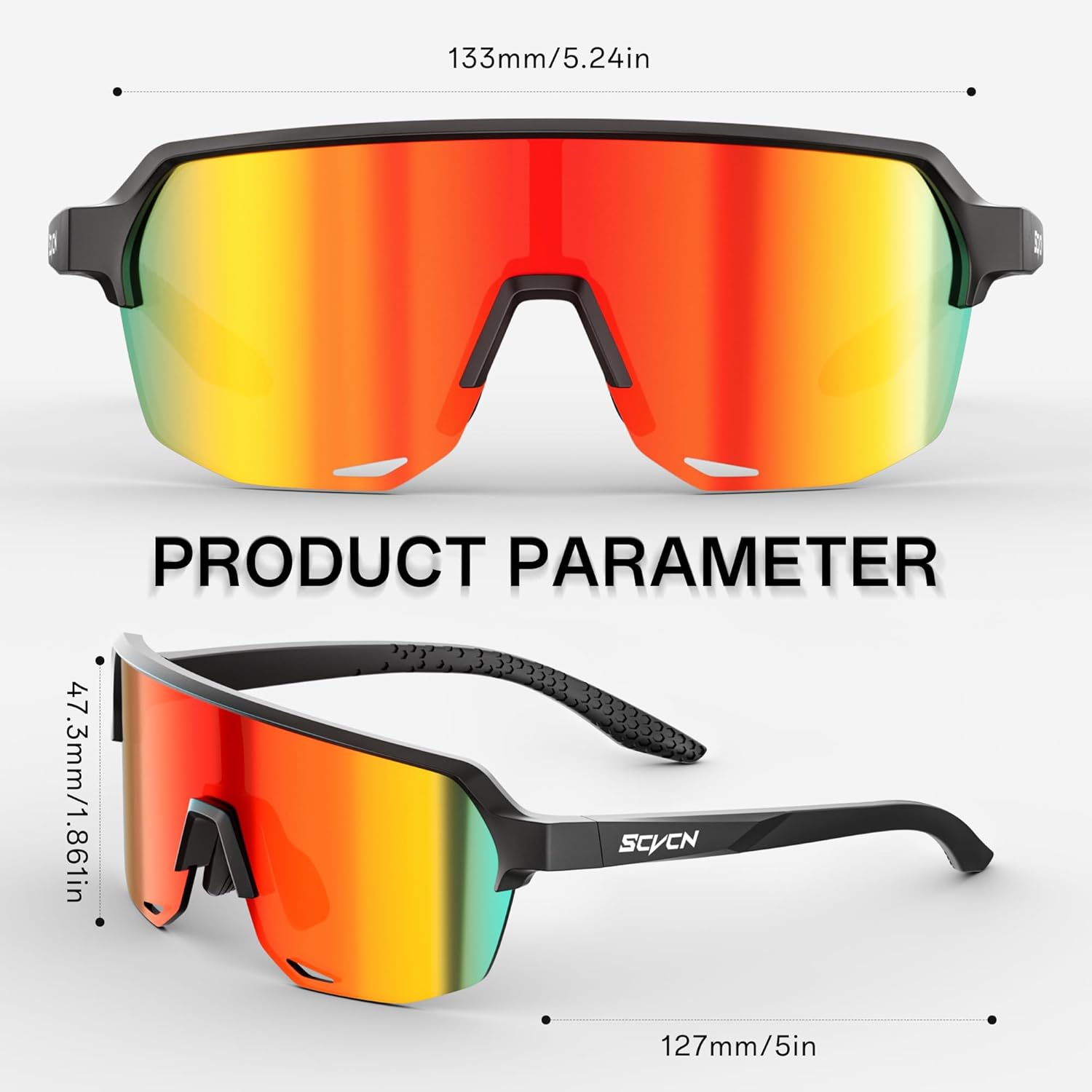 SCVCN Youth Sports Sunglasses for Boys Girls Baseball Cycling Glasses Kids,Lightweight,UV400 Protection, Ages 6–12 S9032