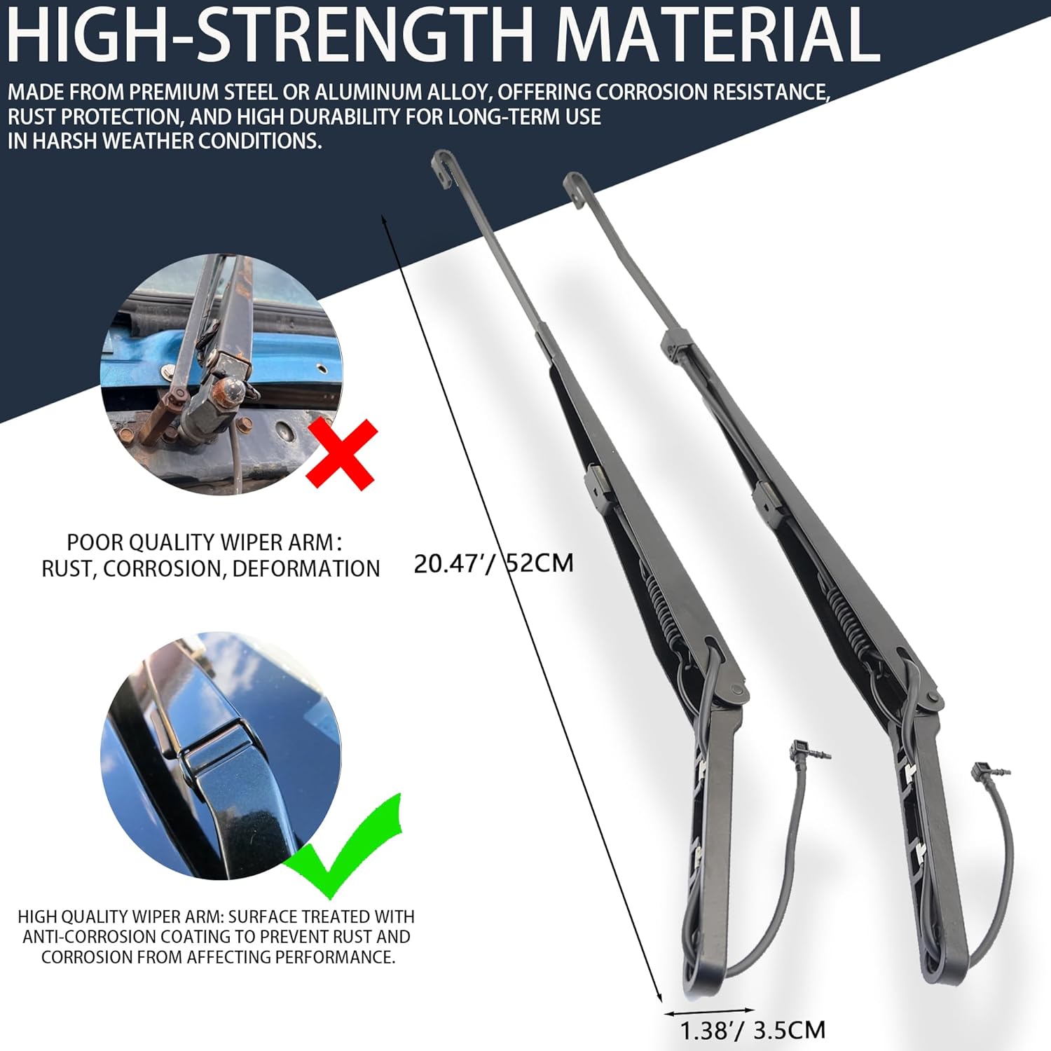 1 Pair Windshield Wiper Arm Replacement Compatible with Cadillac 2002-2007 Chevrolet Silverado Avalanche Suburban GMC Sierra Yukon Replace OE 42694 42547 15139553 15829647 15829648 88958115