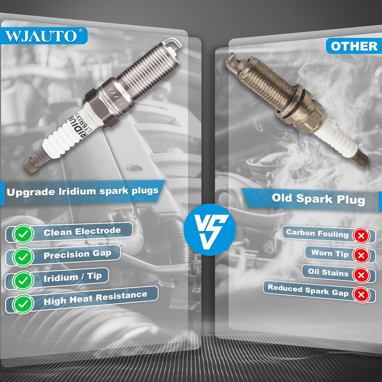 Iridium Spark Plugs 6 Pack, Pre-Gapped Sparkplugs OEM Replacement for Chrysler 300 300M Concorde Intrepid,Dodge Intrepid Magnum,Plymouth Prowler, Volkswagen Golf Golf Alltrack Golf SportWagen