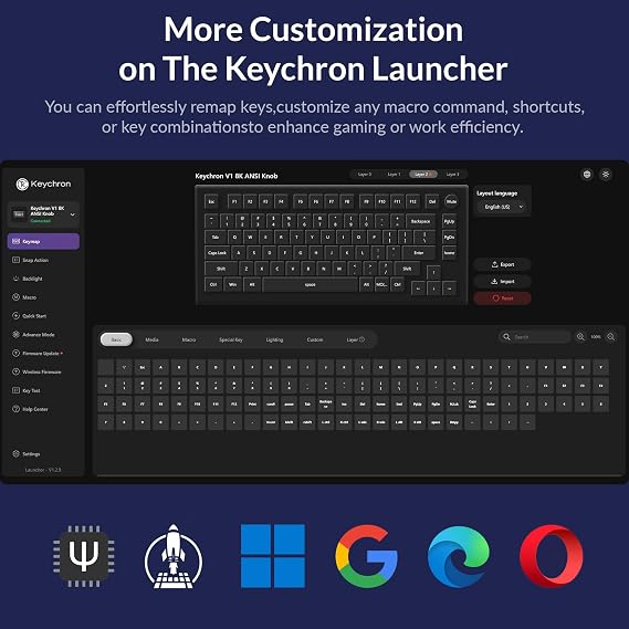 Keychron Q1 RGB Wired Custom Mechanical Keyboard, 75% Layout RGB Backlight with Hot-swappable Gateron G Pro Brown Switch Double Gasket Compatible with Mac Windows Linux (Blue) -Version 2