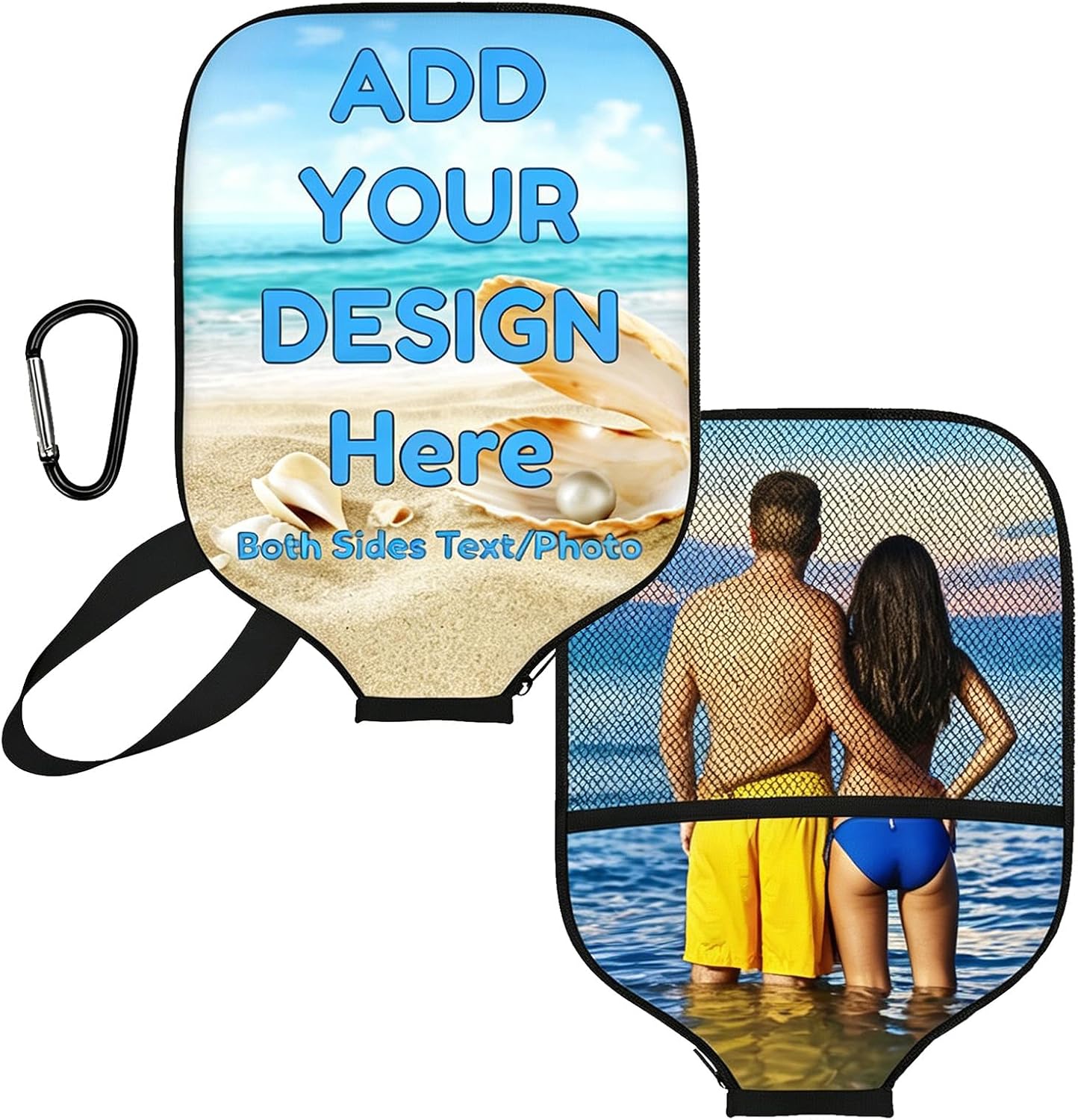 Custom Cover for Paddle Ball with Mesh Pocket & Carabiner, 8.7 x 11.6 Inch