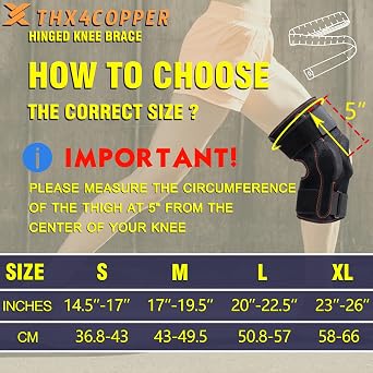 Thx4COPPER Hinged Knee Support Brace-Adjustable Open Patella with Parallel Straps & Dual Side Stabilizers For Arthritis,Meniscus Tear,MCL, ACL, Tendonitis,Ligament Injury,L (Pack of 1)